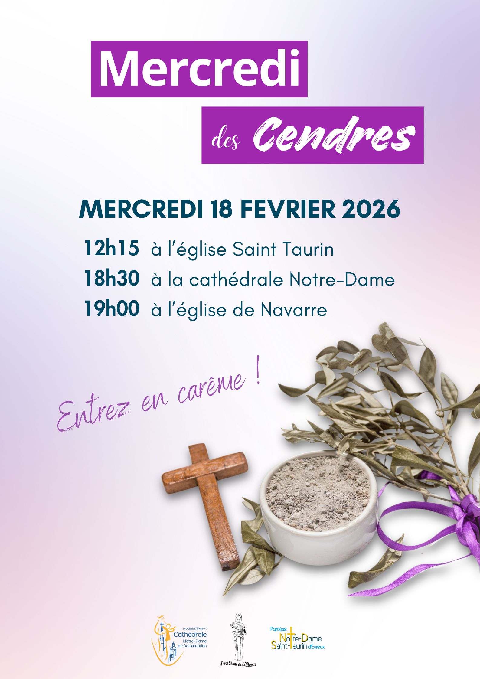 Carême 2026 Messe des cendres à Evreux