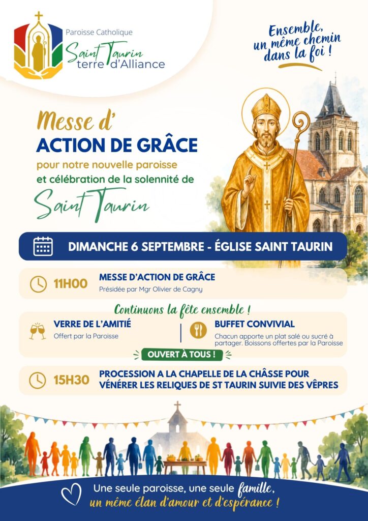 Messe action de grâce 06/09/2026 pour notre nouvelle paroisse et solennité de saint Taurin
