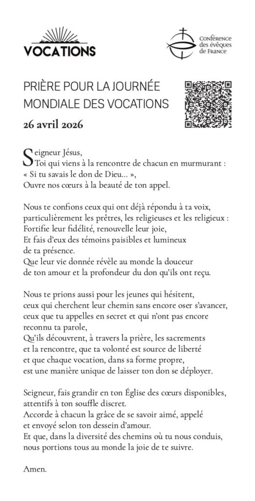 Carte prière vocations 2026 - verso