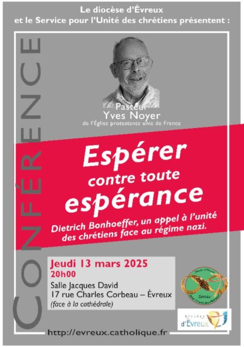 Conférence "espérer contre toute espérance" jeudi 13 mars à Evreux