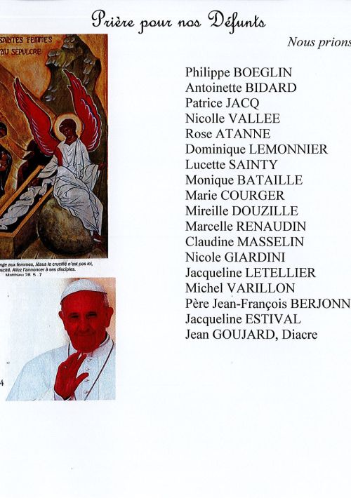 Ils sont partis vers le père. Prions le Christ ressuscité pour nos défunts