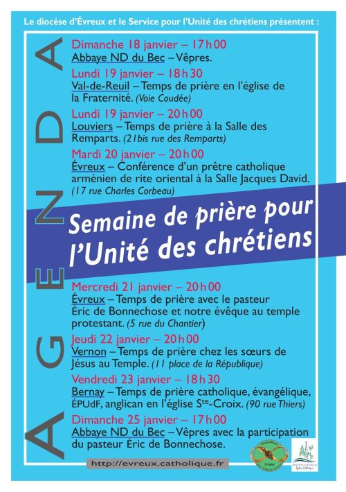 Semaine de l'unité des chrétiens du 18 au 25 janvier 2026