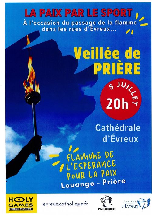 Veillée de prière passage flamme olympique Holygames à Evreux