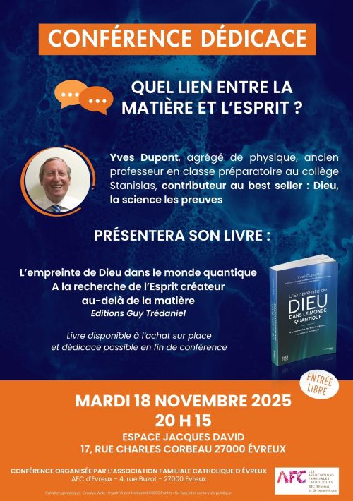 Conférence dédicace Pr Yves Dupont mardi 18/11/2025