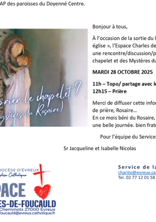 Rencontre chapelet prier dans nos églises 28/10/2025