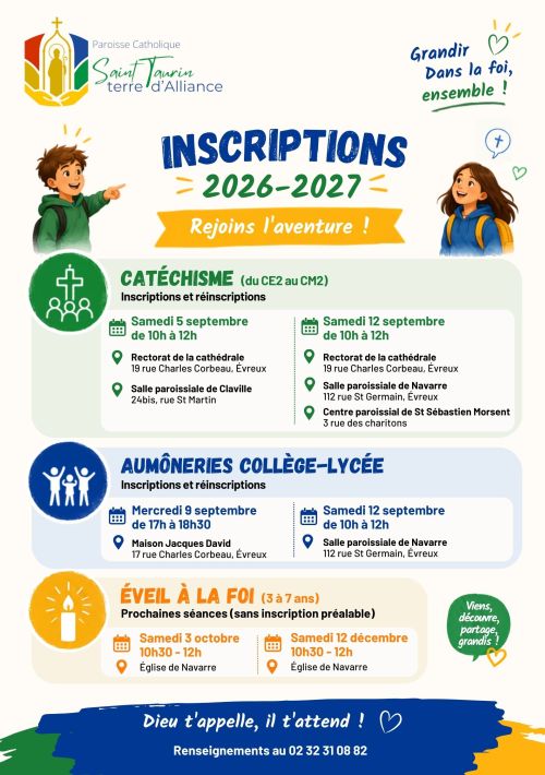 Inscriptions au catéchisme et aumônerie collège-lycée 2026