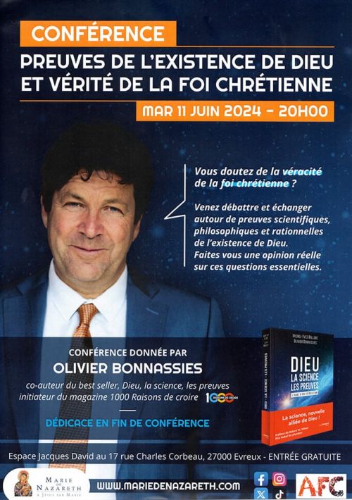 Conférence Preuves de l'existence de Dieu et vérité de la foi Chrétienne