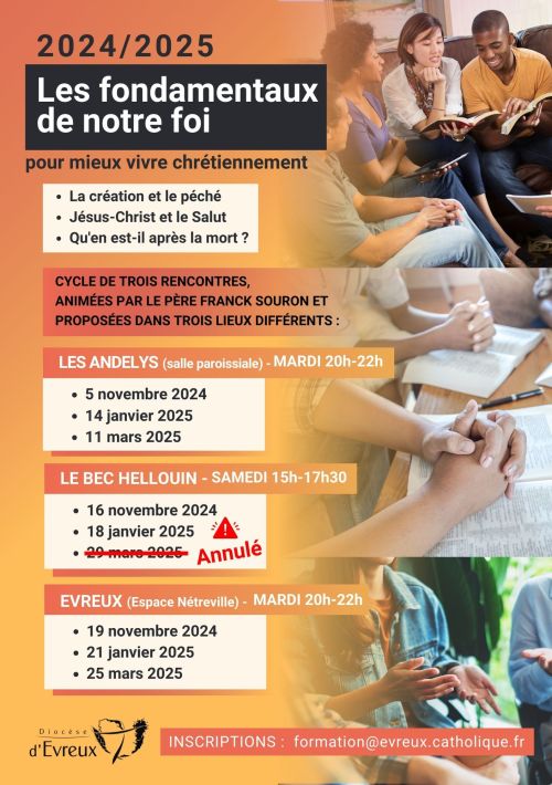 Formation fondation de notre foi 2024-2025 à l'espace Nétreville d'Evreux