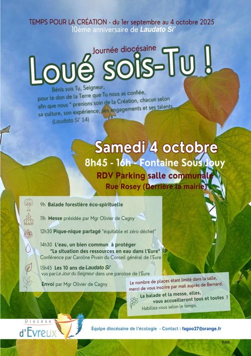 Journée diocésaine pour la création à Jouy sur Eure le 04/10/2025