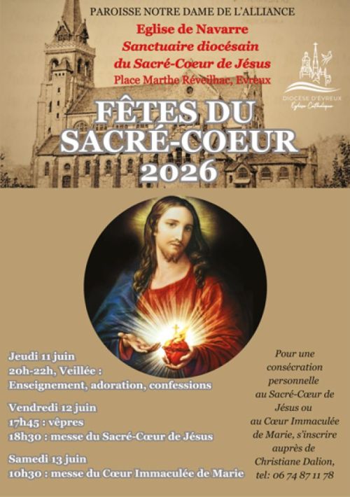 Fêtes du sacré coeur 2026 à l'église de Navarre à Evreux